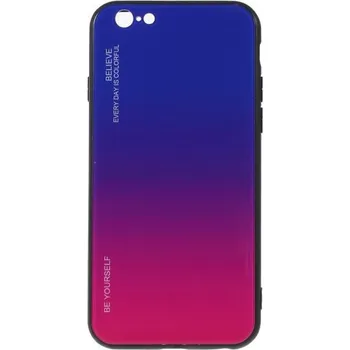 Pouzdro na mobilní telefon Kryt se skleněnou zadní stranou pro iPhone 6 Plus / 6S Plus - modro-fuchsiový