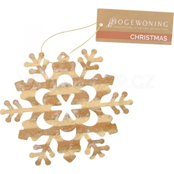 Vánoční dekorace Sněhová vločka zlatá/plech 12cm