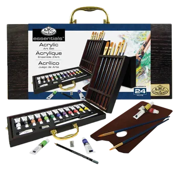 Vodová barva Royal & Langnickel Akrylový malířský set v dřevěném boxu 24 ks