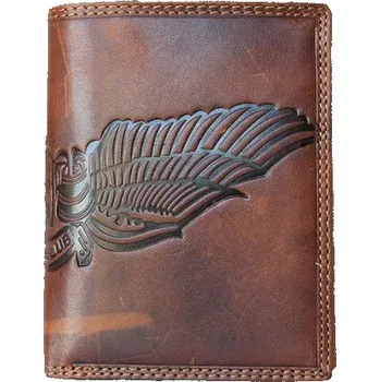 Peněženka Celá kožená peněženka z pevné hlazené hovězí kůže s ochranou dat (RFID) s křídlem