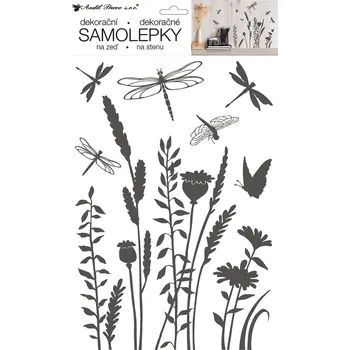 Samolepící dekorace Samolepky na zeď rostliny a vážky 24 x 42 cm