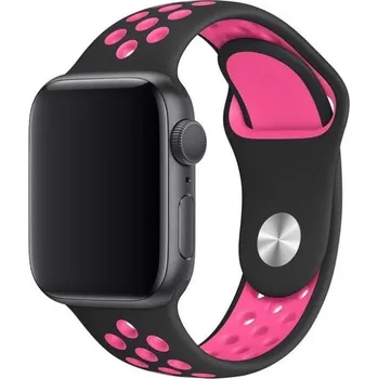 Příslušenství k chytrým hodinkám eses Silikonový řemínek pro Apple Watch - Černo růžový, S, M, L - 42mm, 44mm, 45mm, 49mm