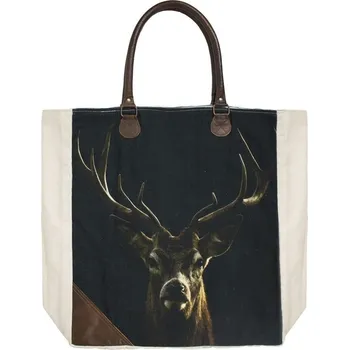 Kabelka Bavlněno-kožený shopper s jelenem Black Deer - 40*44*12cm
