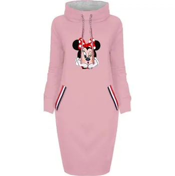 Dámské šaty Minnie Mouse Dámské podzimní šaty s dlouhým rukávem Barva: Růžová, Velikost: S