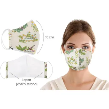 rouška Rouška s kapsou délka oblouku 15cm bylinky