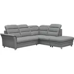 Sedací souprava SARA šedá/pravá nadčasový s nožičkami vysouvací s rozkladem pro 4 osoby