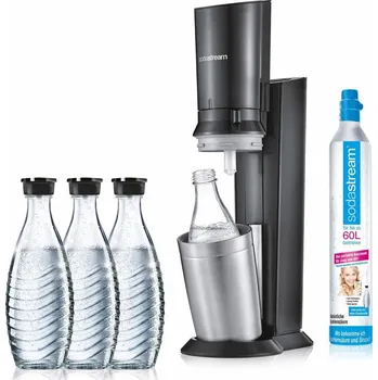 Výrobník sody Sodastream Crystal černý + 3 lahve + 5 vzorků sirupu