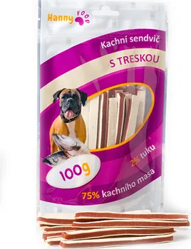 Pamlsek pro psa Hanny Food Kachní sendvič s treskou 100 g