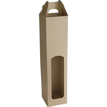 Dárková krabička Papírová krabice na 1 láhev vína, přírodní, výška 34cm