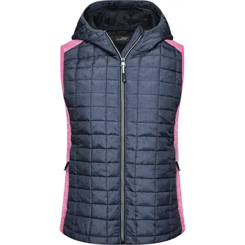 Dámská vesta COTTON Vesta MARLY LADY s kapucí, různé barvy Velikost S pink-melange/anthracite-melange