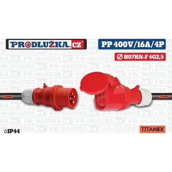 Prodlužovací kabel Prodlužka.cz Prodlužovací přívod Titanex 400V/16A/4p/4G2,5/IP44 M: Délka 50 m