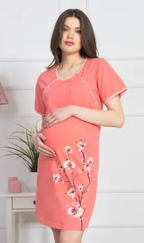 Těhotenské noční prádlo Vienetta dámská noční košile mateřská Jaro lososová M