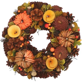 Věnec Country Rose Věnec podzimní papírové dýně 30 cm