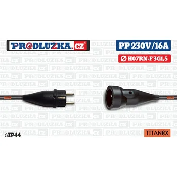 Prodlužovací kabel Prodlužka.cz Prodlužovací přívod Titanex koncovka ABL 230V/16A/3G1,5 M: Délka 2m