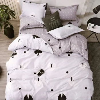 Povlečení Numberoplus Bavlněné povlečení oboustranná, bílošedá se esem