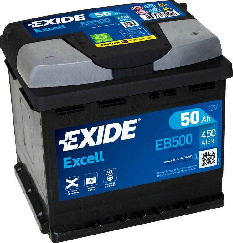 Exide Excell 12V 50Ah 450A EB500