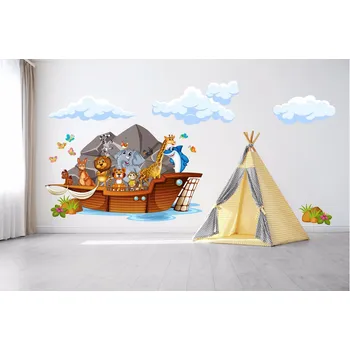 Samolepící dekorace Samolepka na zeď Velká loď se zvířátky - L