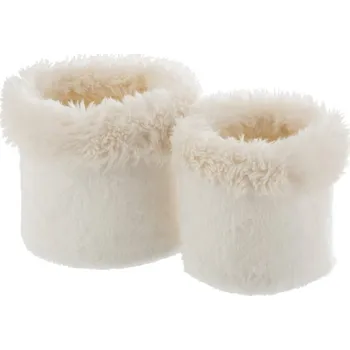 Květináč Sada 2 bílých chlupatých obalů na květináče Plush pots – Ø 27 *25 cm