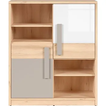 Komoda Black Red White Namek REG2D buk iconic/bílý lesk/šedá