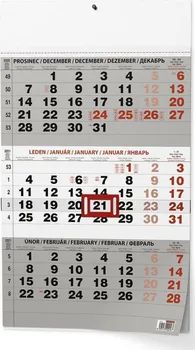 Kalendář Baloušek Tisk Nástěnný kalendář tříměsíční černý 2021
