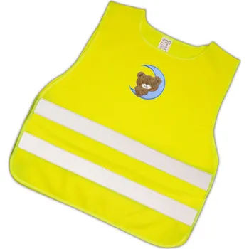 Cyklistická vesta Dětská reflexní vesta s obrázkem - modrý měsíc s medvídkem - splňuje EN 17353