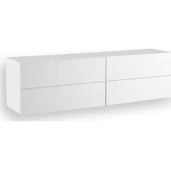 Komoda Závěsná komoda MAMMA úzká, 2 výklopy, dub bílá, dýha kombinace bílá / přírodní dub