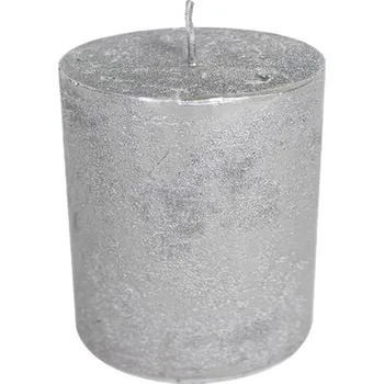 Svíčka Stříbrná nevonná svíčka XL válec - Ø 10*15cm