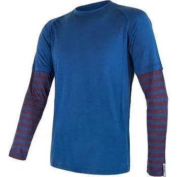 Pánská móda SENSOR MERINO AIR PT pánské triko dl.rukáv tm.modrá/vínová pruhy
