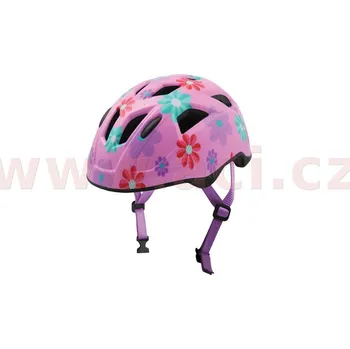 Cyklistická přilba cyklo přilba FLOWERS JUNIOR, OXFORD, dětská (růžová)