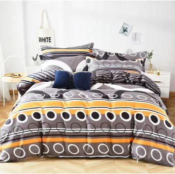 Povlečení Numberoplus Francouzské bavlněné povlečení šedá s kruhy