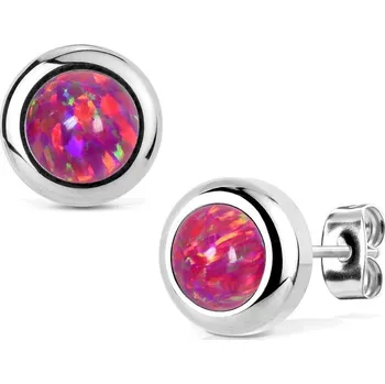 Náušnice NUBIS® Ocelové náušnice s opály 6 mm - NBP75-OP23