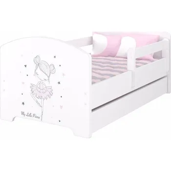 Dětská postel Dětská postel Oskar Baletka 140x70 cm - Bílá - 2x krátká zábrana bez šuplíku