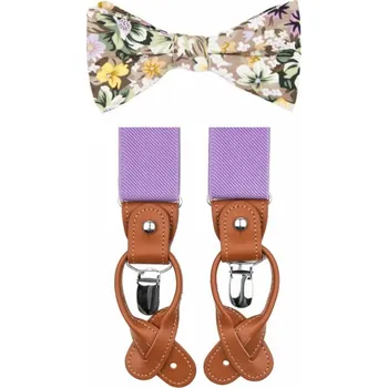 Kravata Bubibubi Motýlková sada Nougat Bloom s kšandami