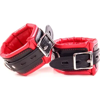 Červená pouta z umělé kůže s polštářky (Menší pouta (na ruce))
