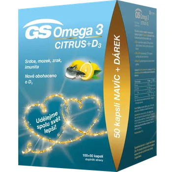 GS Omega 3 Citrus + D3 + dárek 150 cps.