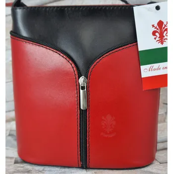 Vere Pelle Kožená malá dámská crossbody ARYA ČERVENO ČERNÁ Barva: Červeno černá