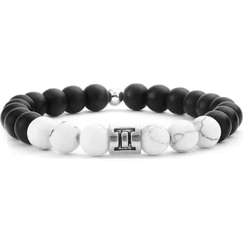 Náramek Minerální náramek ve znamení BLÍŽENCI z howlitu a onyxu MN1812