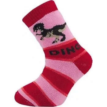 Dětské termo ponožky NOVIA Dino 1521 červené teplé velikosti ponožek: 22-23 ( EUR vel. 33-35)