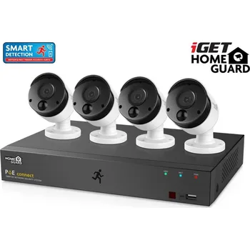 Kompletní kamerový systém iGET HGNVK85304 - Kamerový PoE FullHD set, 8CH NVR + 4x IP 1080p kamera, SMART detekce, W/M/Andr/iOS
