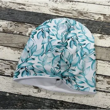 Kojenecká čepice Yháček Šmoulí čepička Yháček, rostlinky aqua Velikost:: M