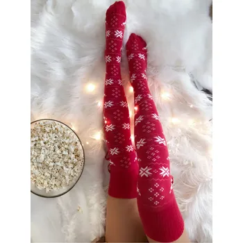 Dámské punčochy Fashionweek Vánoční nadkolenky,ponožky nad koleno MILENA Barva: Červená, Velikost: Universal