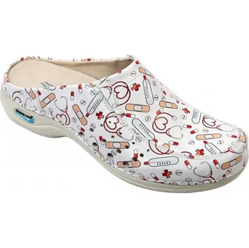 Dámské pantofle Nursing Care BERLIM WG4AF25 pracovní kožená pratelná obuv s certifikací unisex bez pásku health 10 Velikost: 36