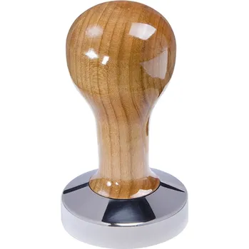 Buna café tamper, třešeň, lak, 57 mm, nerez lesk, plochý