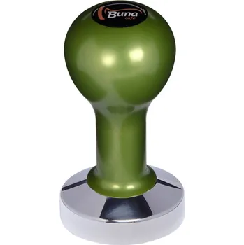 Buna café tamper, kov, zelený, TP, 57 mm, nerez lesk, plochý