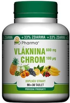 Bio Pharma Vláknina 600 mg Chrom 100 mcg 90 + 30 tbl.