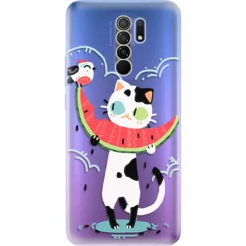 Pouzdro na mobilní telefon Odolné silikonové pouzdro iSaprio - Cat with melon - Xiaomi Redmi 9