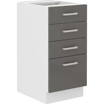 Kuchyňská skříňka Sonia 40D 4S BB šedá lesk/bílá