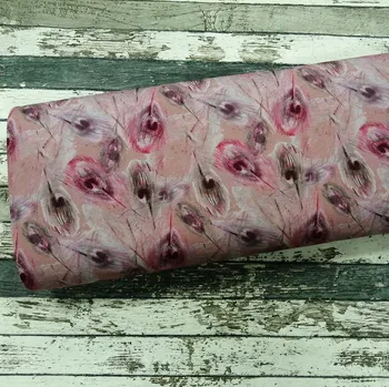 Viskóza úplet, paví péra na starorůžové