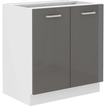 Kuchyňská skříňka Sonia 80D 2F BB šedá lesk/bílá