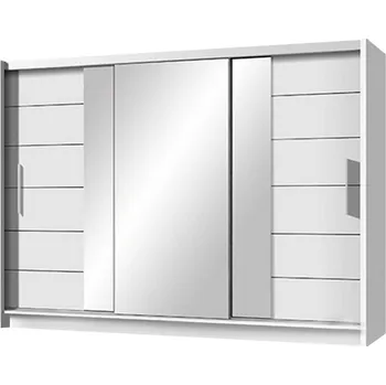 Šatní skříň Skříň Lizbona-2 250cm Bílá/Zrcadlo